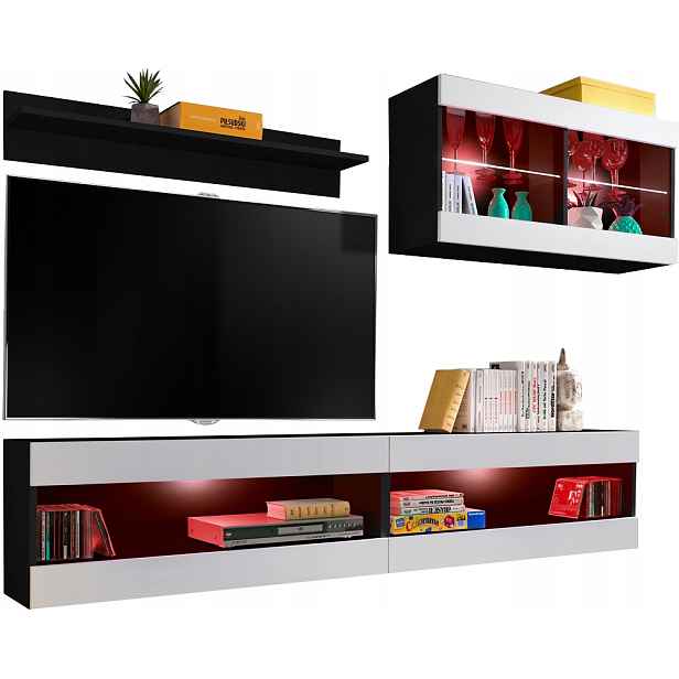 Sada Rtv nábytku Tivoli SET6 Černá/Bílá, Rgb Led