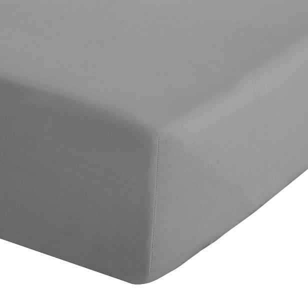 Šedé napínací perkálové prostěradlo 135x190 cm Easy Iron Percale – Catherine Lansfield
