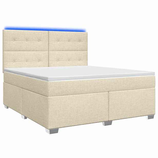 vidaXL Postel boxspring s matrací s čelo Krémová 160 x 200 cm Textil