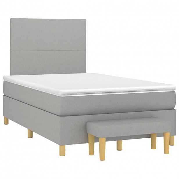 vidaXL Box spring postel s matrací světle šedá 120x190 cm textil