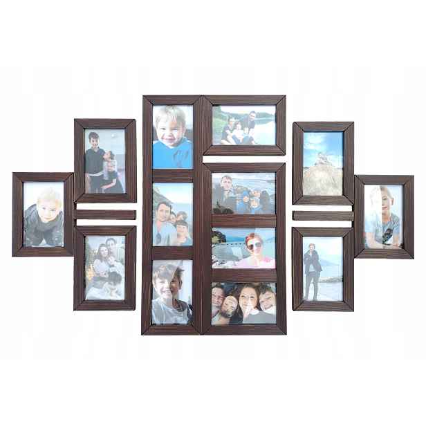 Dřevěný multirám Rámeček na 13 fotografií 10x15 cm Galerie nástěnné rámečky Wenge