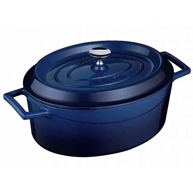 Litinový hrnec oválný 25cm modrý
