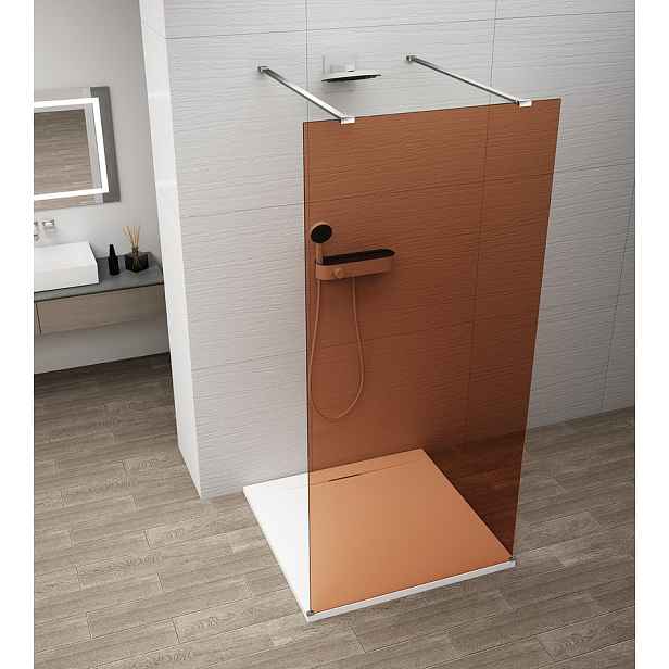 Polysan Esca - Sprchová stěna Walk-In 100x210 cm, Antidrop, sklo Marron/chrom ES1510-05