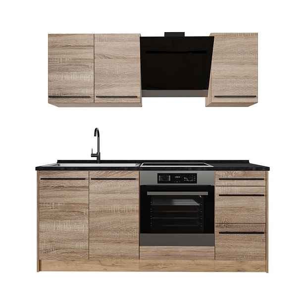 Vicco JEDNOTKOVÁ KUCHYNĚ R-Line, Sonoma/Zlatý mocný dub, 180 cm, PD Antracit