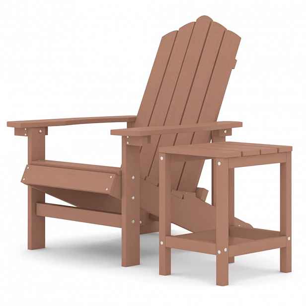vidaXL Zahradní křeslo Adirondack se stolkem HDPE hnědé