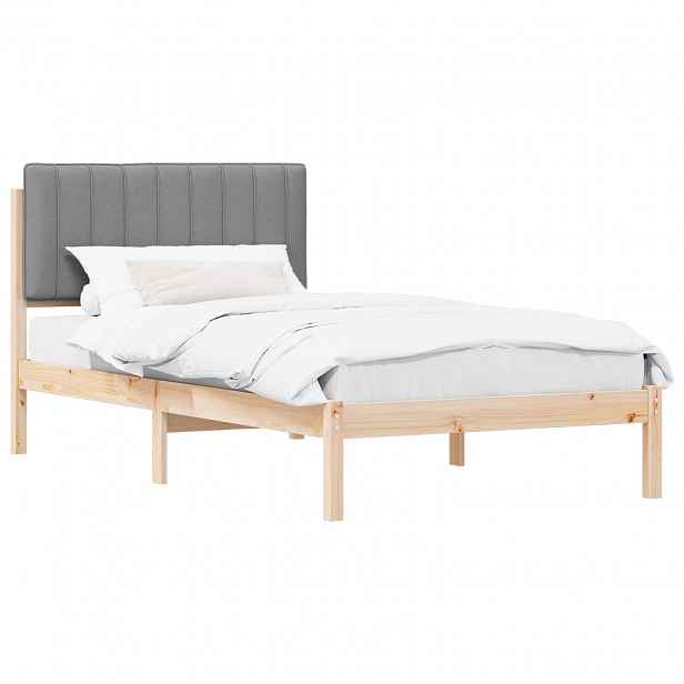 vidaXL Rám postele s čalouněným čelem Světle šedá 100 x 200 cm