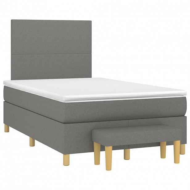 vidaXL Box spring postel s matrací tmavě šedá 120x190 cm textil