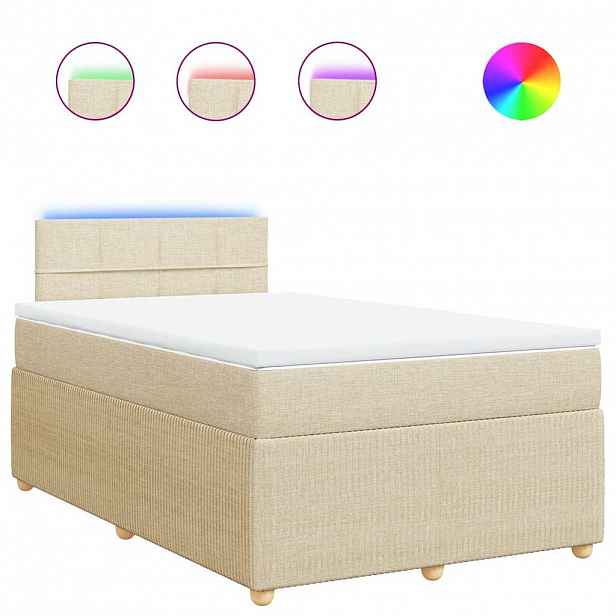 vidaXL Box spring postel s matrací krémová 120x200 cm textil