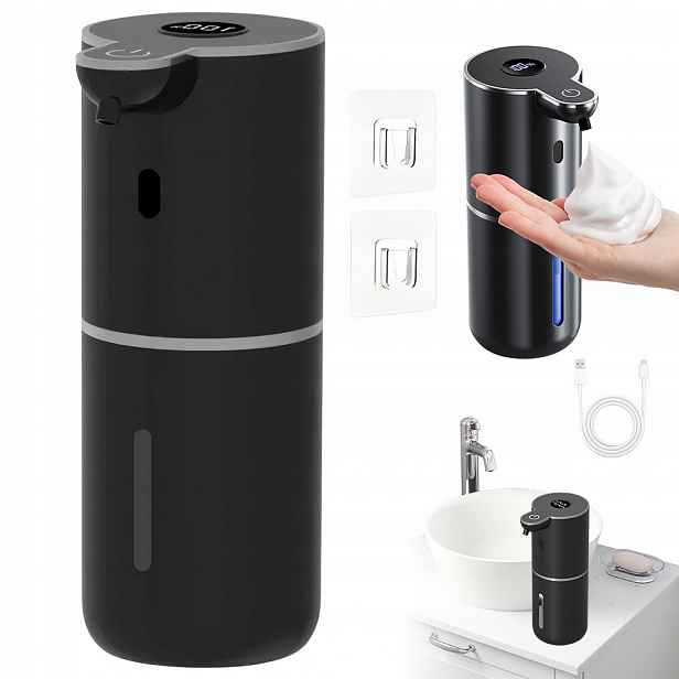 Bezdotykový Dávkovač Mýdla Automatický 380 ML Velký Usb-c Ir Černý