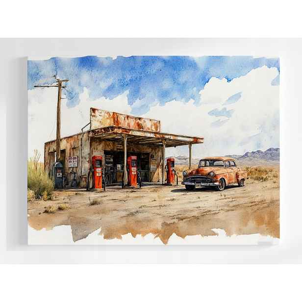 Plakát Retro Čerpací Stanice Vintage Amerika 100x75