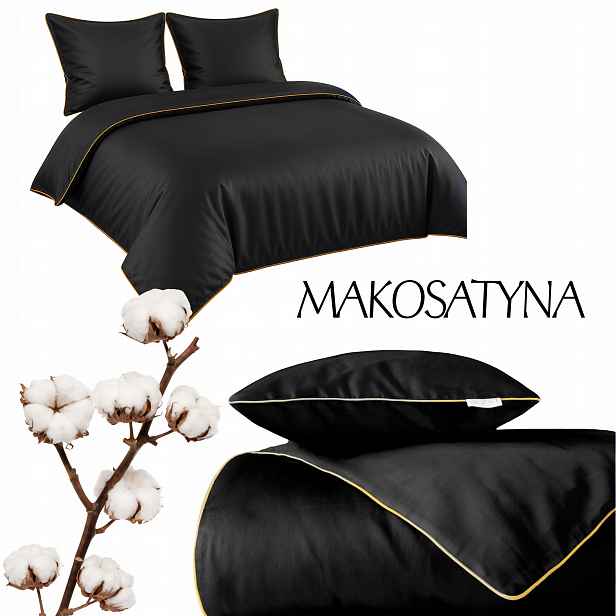 Povlečení Pure z bavlněného makosatinu 160x200 Černá Premium