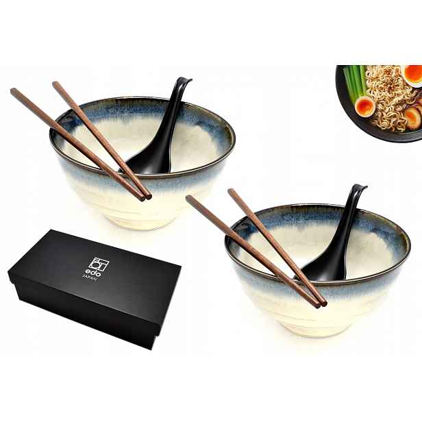 Sada 2 misek s lžícemi a hůlkami Udon Aurora 800ml Box
