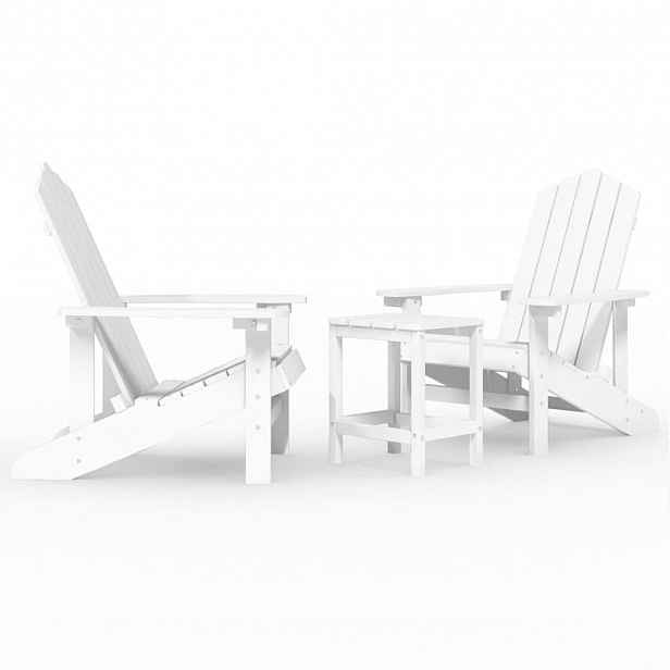 vidaXL Zahradní křesla Adirondack se stolkem HDPE bílá