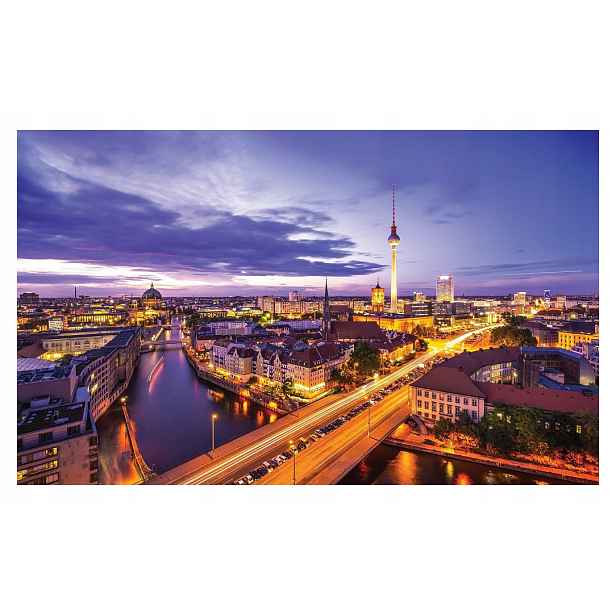 Vliesová fototapeta Noční město Řeka Světla Panorama 416x254 lepidlo