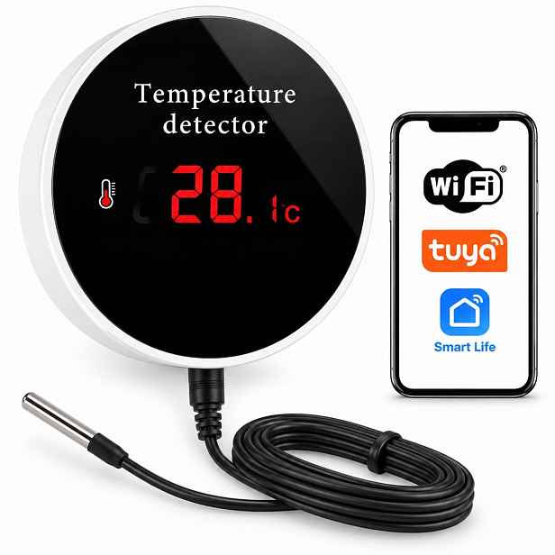 WiFi senzor teploty Tuya LCD teploměr Smart Life Venkovní sonda