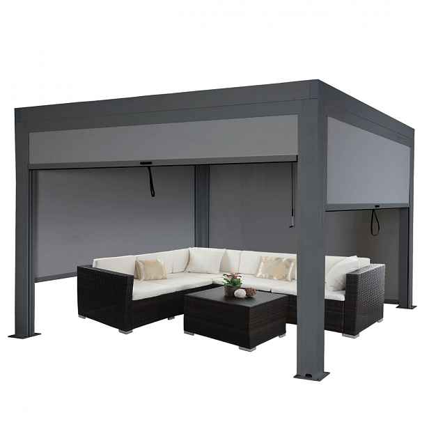 Bioklimatická pergola HWC-L46 3x3 se 4 bočními stěnami