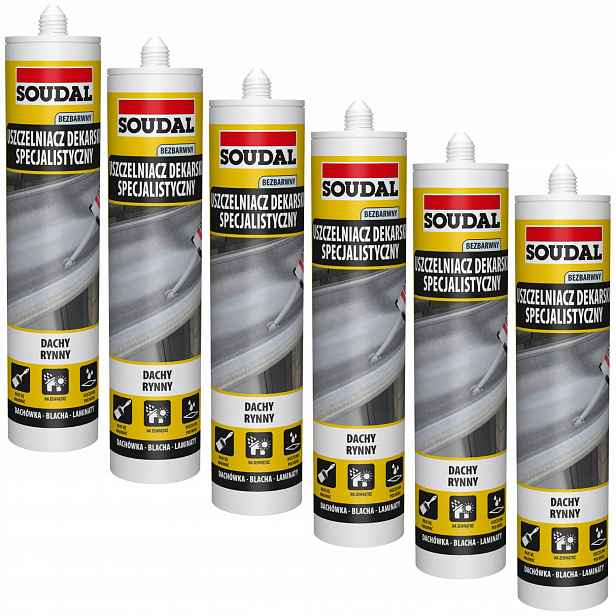 6 Ks Soudal specializovaný pokrývačský tmel Bezbarvý