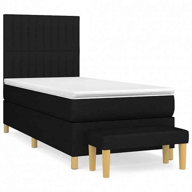 vidaXL Box spring postel s matrací černá 100 x 200 cm textil