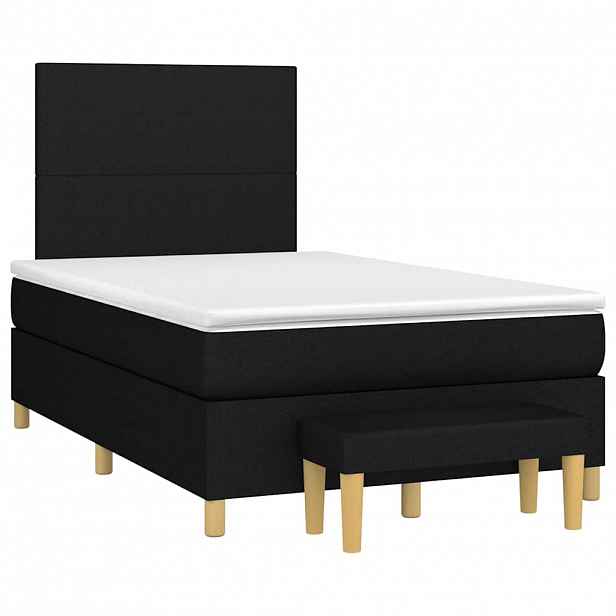 vidaXL Box spring postel s matrací černá 120x190 cm textil