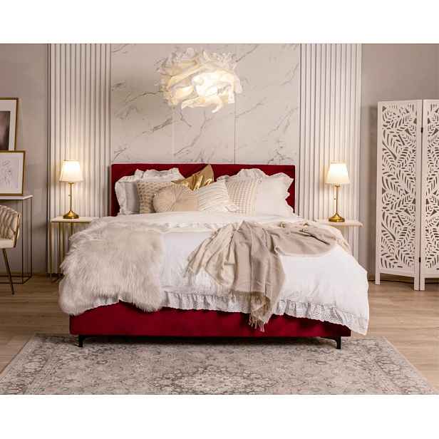 FDM Čalouněná postel Elegante se zvedacím roštem Paris vínová, velikost 90x200