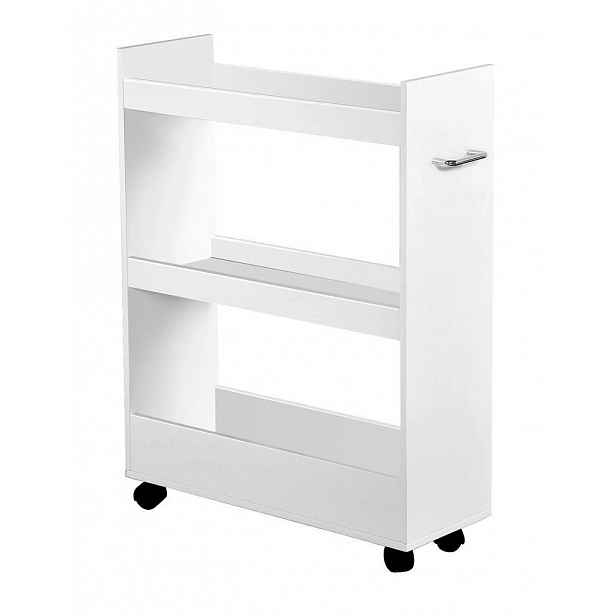 Kuchyňský Regál Bílý Mdf 3 Úrovně 60X22X79 CM Na Kolečkách