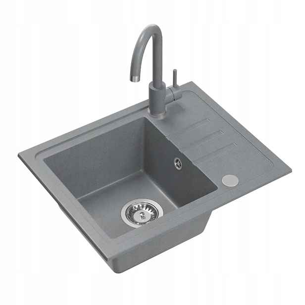 Quadron Ben 116 Granitový dřez Baterie Kate 1 Komora 55x44 cm Šedá
