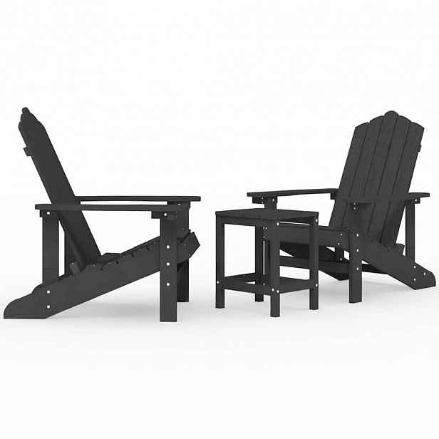 vidaXL Zahradní křesla Adirondack se stolkem HDPE antracitová