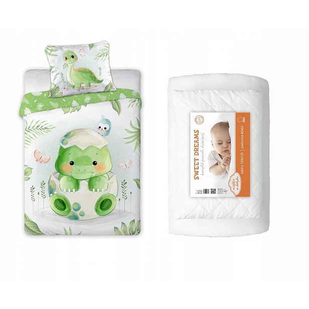 Komplet do postýlky 100x135 Přikrývka Povlečení Dinuś Dinosaurus