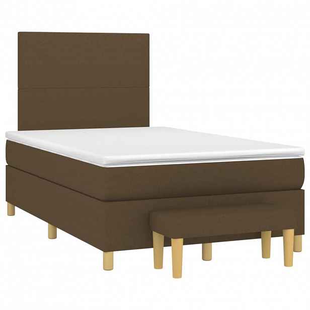 vidaXL Box spring postel s matrací tmavě hnědá 120x190 cm textil