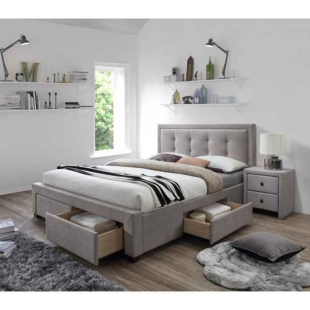 HALMAR Čalouněná postel Evora 160x200 dvoulůžko - béžové