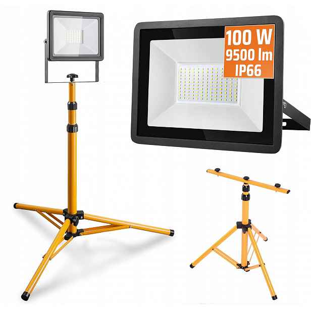 Set Led Osvětlovač 100W Stativ 1,6m Stavební Pracovní Halogen 9500lm