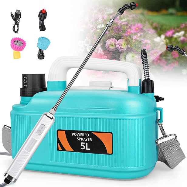 Akumulátorový zahradní postřikovač 5 l, elektrický se 3 mlhovými tryskami