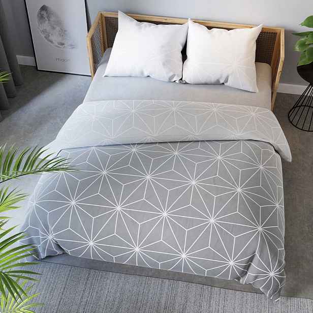 Povlečení Galaxy 160x200 šedé, moderní geometrické vzory