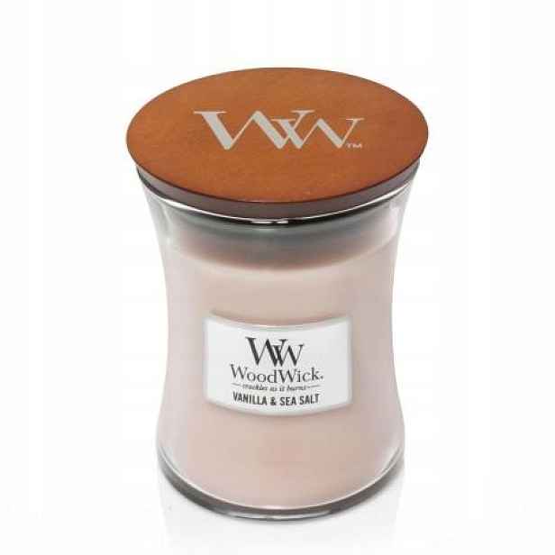 Vanilla & Sea Salt Woodwick – střední svíčka