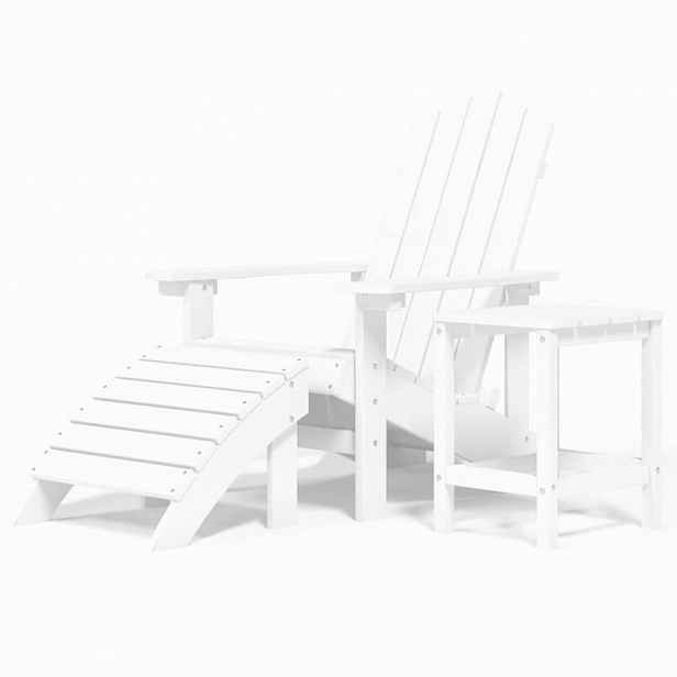 vidaXL Zahradní křeslo Adirondack s podnožkou a stolkem HDPE bílé