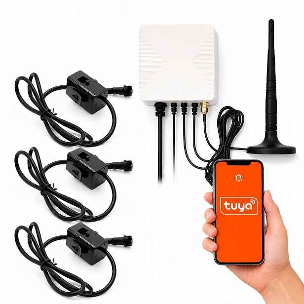 Dvoufázový 3-fázový elektroměr s 3 převodovkami Tuya WiFi 80A