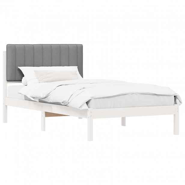 vidaXL Rám postele s čalouněným čelem Světle šedá 100 x 200 cm