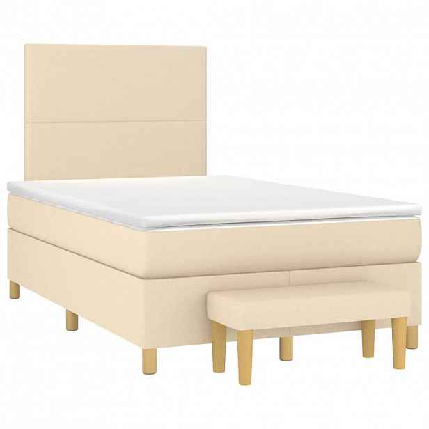 vidaXL Box spring postel s matrací krémová 120x190 cm textil
