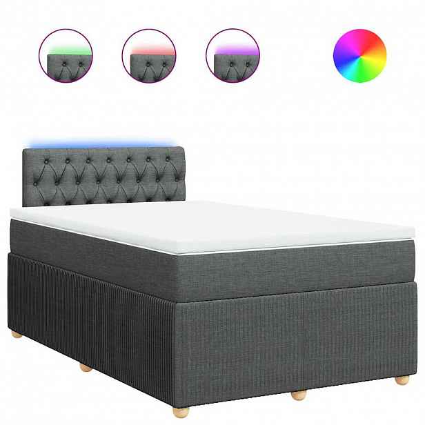 vidaXL Box spring postel s matrací tmavě šedá 120x200 cm textil