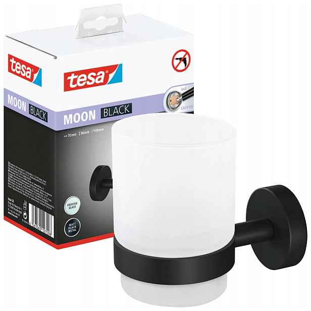 Koupelnový držák Samolepicí Tesa Moon Black Hrnek na kartáčky