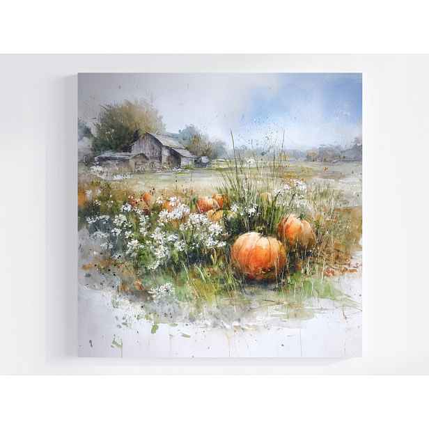 Obraz Na Plátně Canvas Krajina Vesnice Farma Pole Farma Dýně 50x50