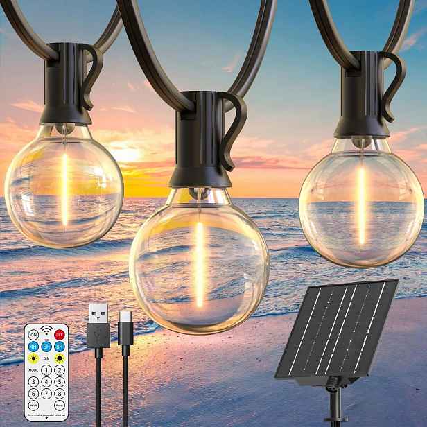 Solarový Řetěz Led 19M 25 Žárovek Dálkový Ovladač IP44