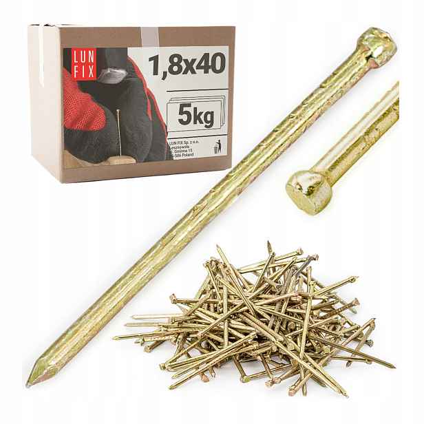 Truhlářské hřebíky 40 mm 1,8x40 pozinkované žluté DIN1152 5 kg