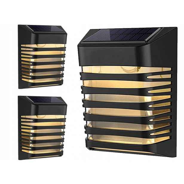 3X Solární Led Lampa, Černá, Venkovní, Pro Zahradu, Senzor Soumraku