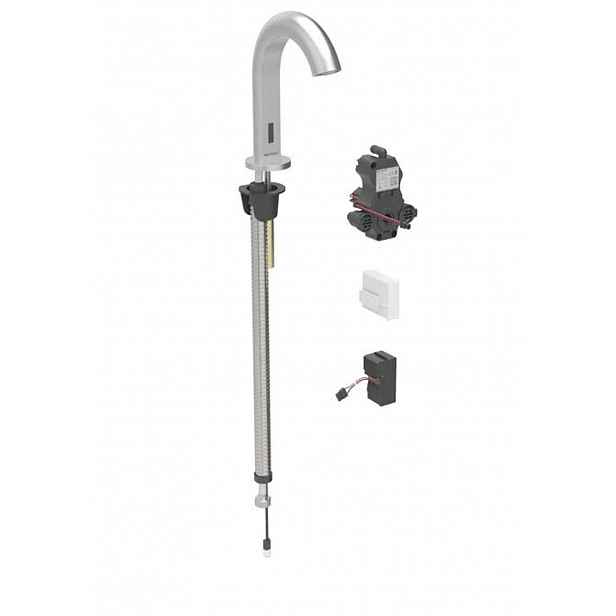 Geberit Piave - Elektronický umyvadlový ventil, pro studenou vodu, síťové napájení, easy to clean, kartáčovaná nerez 116.181.SN.1