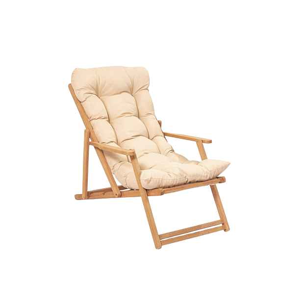 Kalune Design Skládací zahradní lehátko Triol z masivu hnědé/krémové
