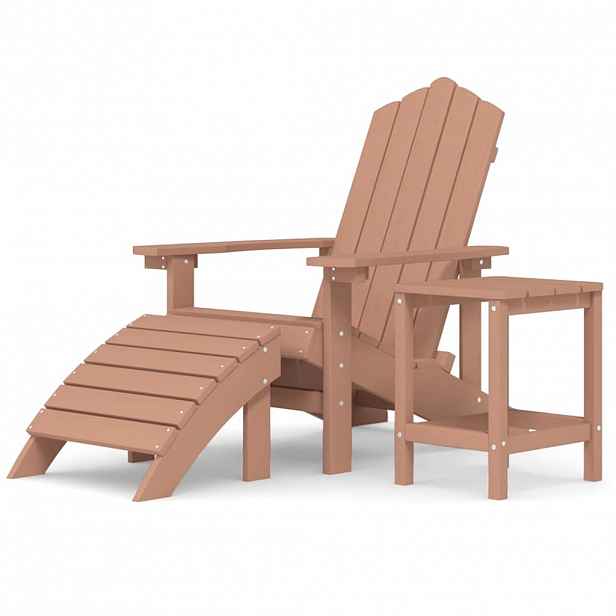 vidaXL Zahradní křeslo Adirondack s podnožkou a stolkem HDPE hnědé