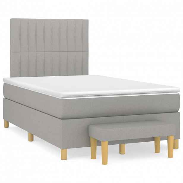 vidaXL Box spring postel s matrací světle šedá 120 x 200 cm textil
