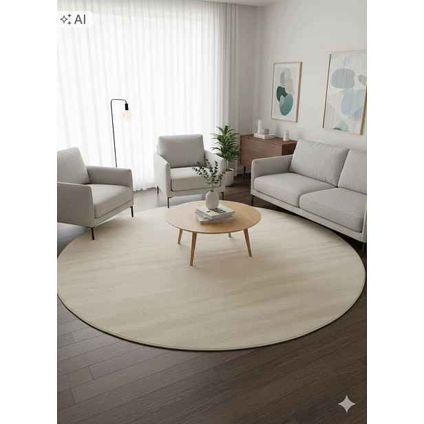 Koberec kulatý do obývacího pokoje 150 cm, vícebarevný, měkké štětiny, plyšový