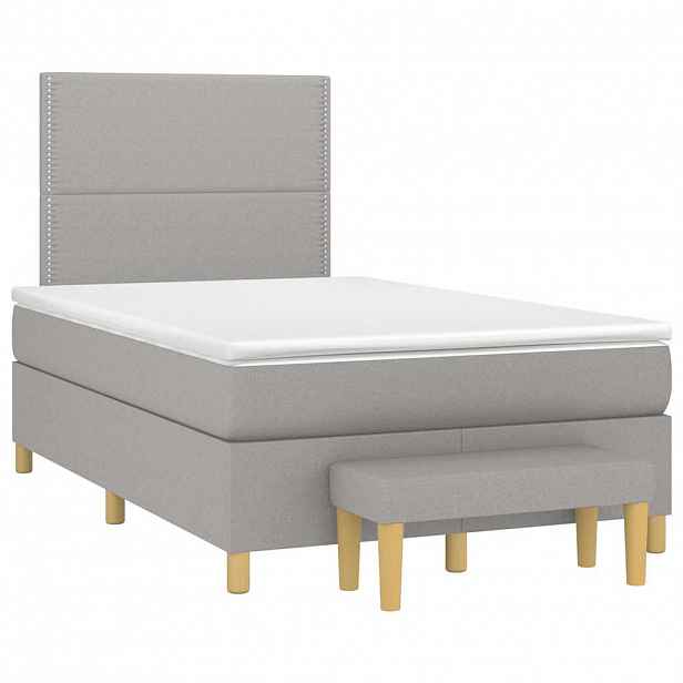 vidaXL Box spring postel s matrací světle šedá 120x190 cm textil